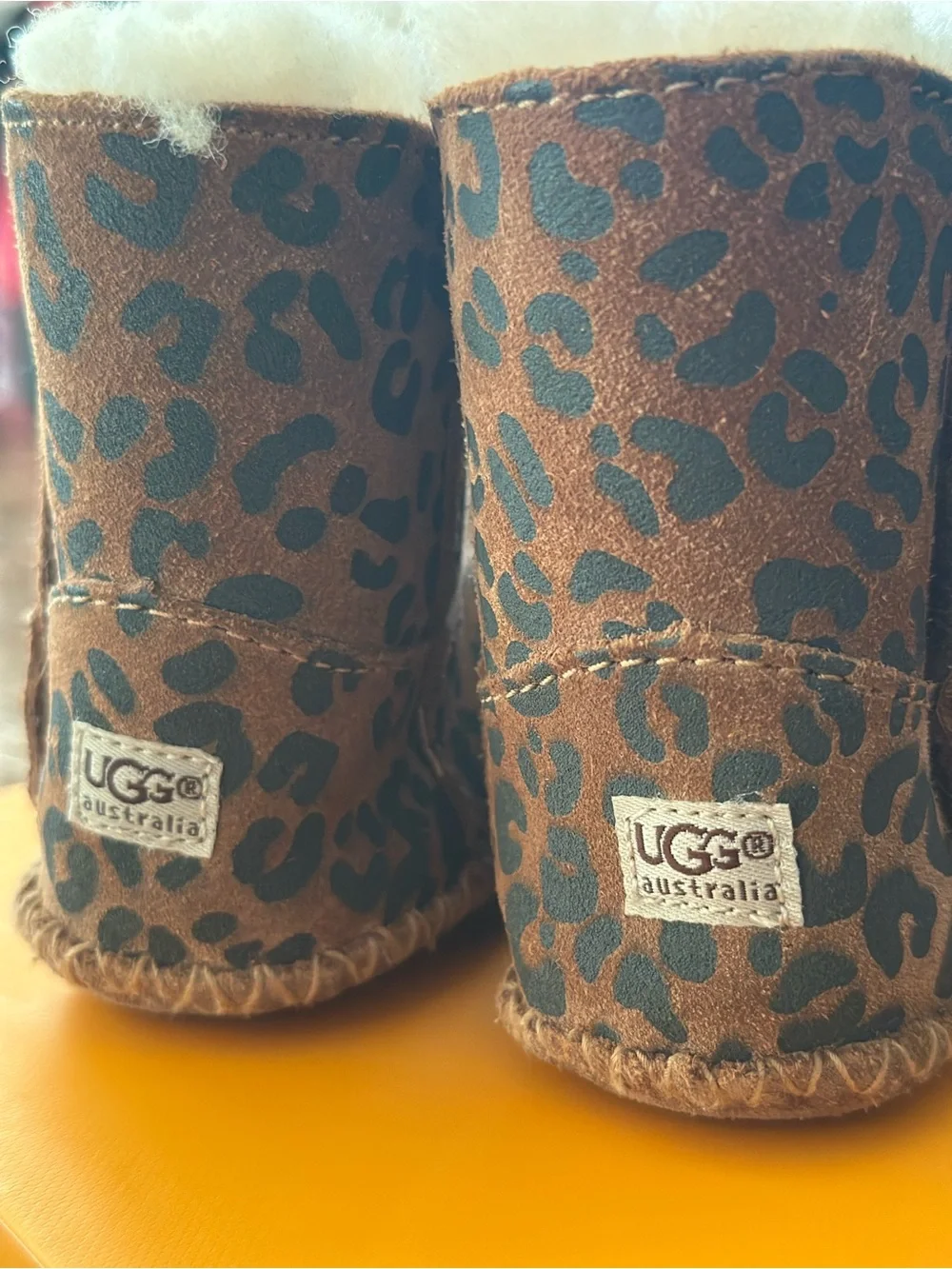 Leopard Print Faux-Suede Baby Ugg Boots with Shearling Lining
